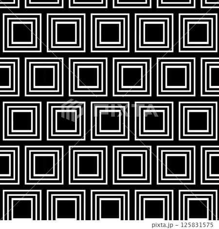 square Geometry seamless pattern. Vector graphic line illustration. Black and white abstract geometric background, subtle pillow print, monochrome retro texture, hipster fashion design 125831575