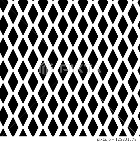 Diamond repeat Geometry seamless pattern. Vector graphic line illustration. Black and white abstract horizontal strip pattern, replete image design for fabric printing 125831578