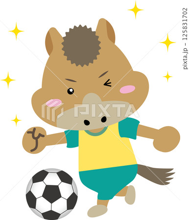 【午年・干支】サッカーをする元気な馬のキャラクター|年賀状・スポーツ・子ども向けに最適なイラスト素材 【午年・干支】サッカーをする元気な馬のキャラクター|年賀状・スポーツ・子ども向けに最適なイラスト素材 125831702