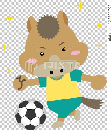【午年・干支】サッカーをする元気な馬のキャラクター|年賀状・スポーツ・子ども向けに最適なイラスト素材 【午年・干支】サッカーをする元気な馬のキャラクター|年賀状・スポーツ・子ども向けに最適なイラスト素材 125831702