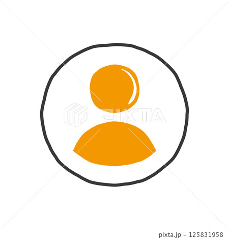 Simple hand-drawn user profile icon in orange with a black outline, commonly used for avatars, account placeholders, or profile images. Simple hand-drawn user profile icon in orange with a black outline, commonly used for avatars, account placeholders, or profile images. 125831958