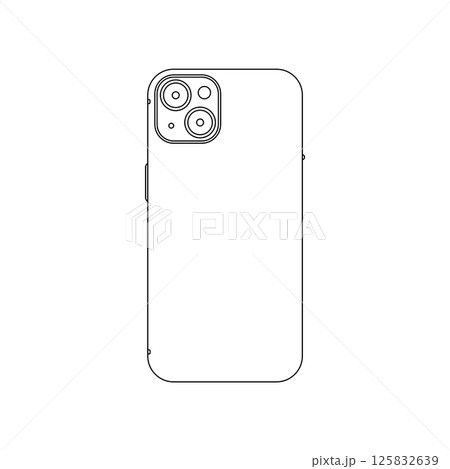 Back Side of Smartphone Outline Icon Illustration on White Background 125832639