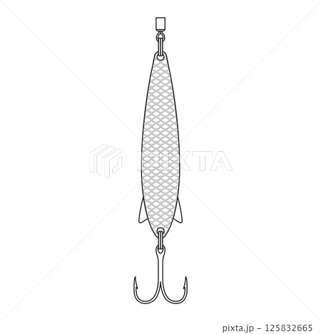 Fishing Lure Outline Icon Illustration on Isolated White Background Fishing Lure Outline Icon Illustration on Isolated White Background 125832665
