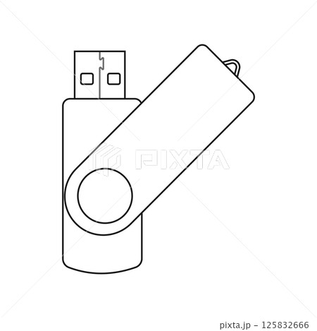 USB Flash Drive Outline Icon Illustration on Isolated White Background 125832666