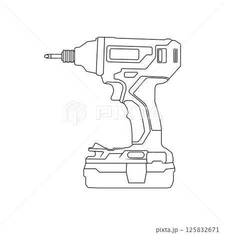 Hand Drill Outline Icon Illustration on Isolated White Background 125832671