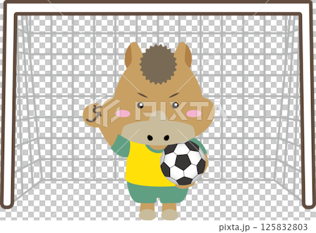 [Guardian of the Year of the Horse, Striker] Illustration of a soccer horse kicking the ball acrobatically | Zodiac, Sports, Characters 125832803