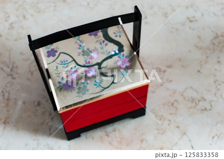 Close up of Lunar New Year Chinese candy box for serving visitors at home for storing candies, chocolates or snacks that bring good luck Close up of Lunar New Year Chinese candy box for serving visitors at home for storing candies, chocolates or snacks that bring good luck 125833358