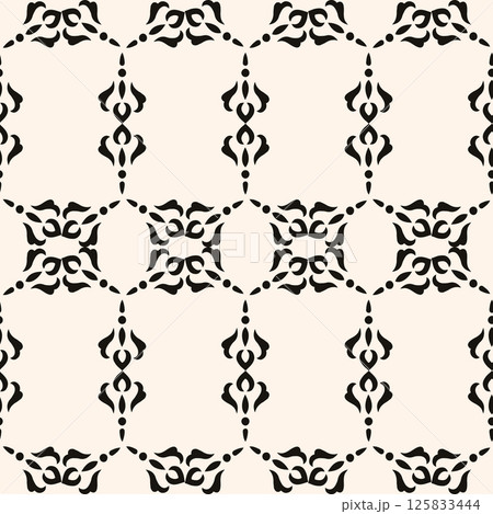 Abstract simple floral gothic style seamless pattern. Elegant minimal monochrome stylish background. Perfect for textile, fabric and fashion print. Abstract simple floral gothic style seamless pattern. Elegant minimal monochrome stylish background. Perfect for textile, fabric and fashion print. 125833444