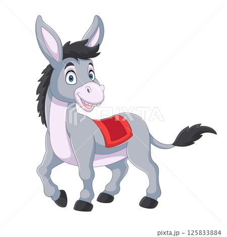 Cartoon little donkey on white background Cartoon little donkey on white background 125833884