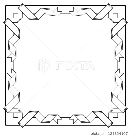 Frame with ribbons. Decorative abstract background. 125834107