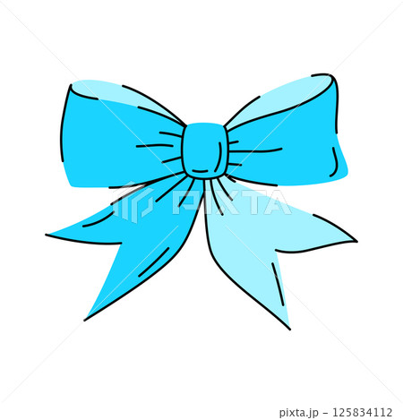 Satin bow illustration. Ribbon with knot for gift card and design. Satin bow illustration. Ribbon with knot for gift card and design. 125834112