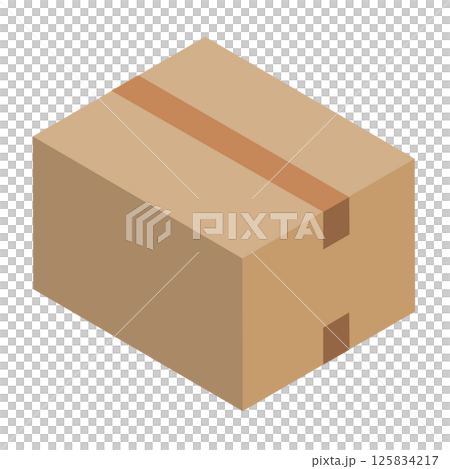 Closed cardboard box isometric 125834217