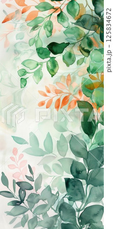 Tranquil Eucalyptus Leaves Watercolor Background for Serene Design 125834672