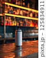 Blank Aluminum Beverage Can on a Modern Kitchen Counter 125834911