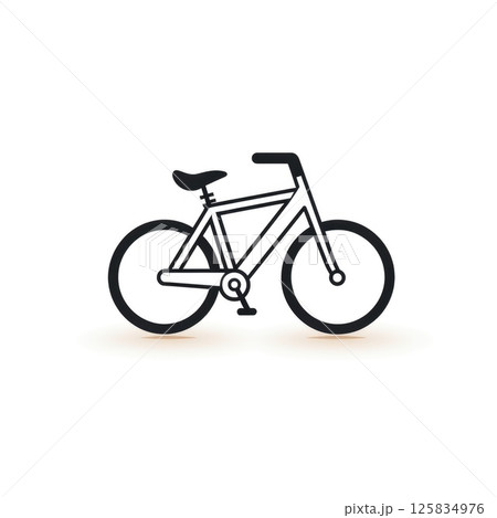 Simplified Bicycle Line Art on White 125834976