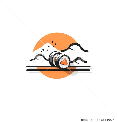 Simple graphic logo of color rolls and sushi on...のイラスト素材 [125834997 ...