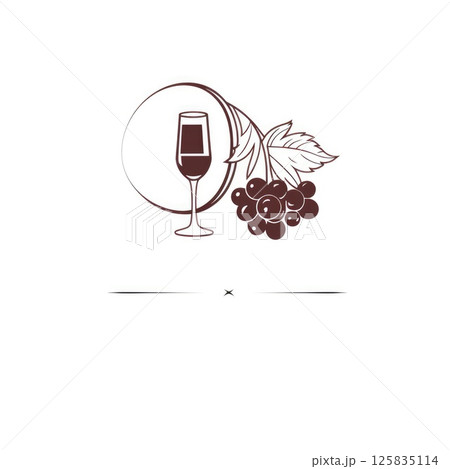 minimalistic graphic logo of wine glass on white background 125835114
