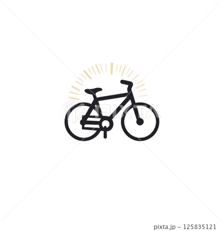 Bicycle Silhouette with Mountain Wheels 125835121