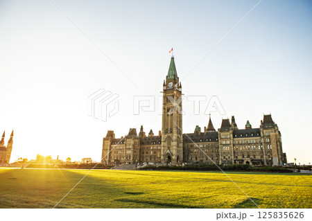 Center Block and the Peace Tower in Parliament Hill at Ottawa in Canada 125835626
