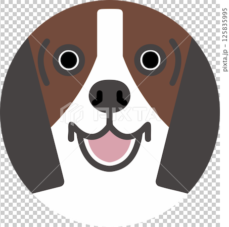 微笑的小獵犬圓形插圖 微笑的小獵犬圓形插圖 125835995