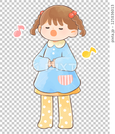 歌を歌う園児　女の子 125836013