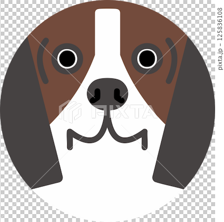 悶悶不樂的小獵犬的圓形插圖 125836108