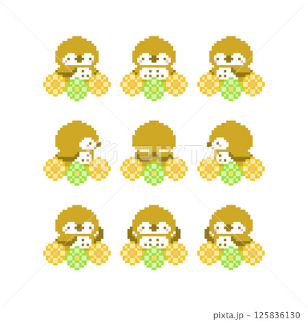 花とフクロウのドット絵 花とフクロウのドット絵 125836130