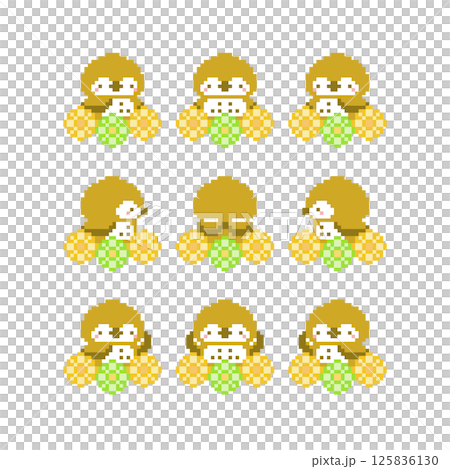 花とフクロウのドット絵 花とフクロウのドット絵 125836130