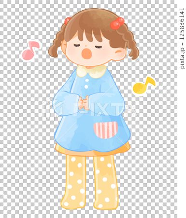 歌を歌う園児　女の子 125836141