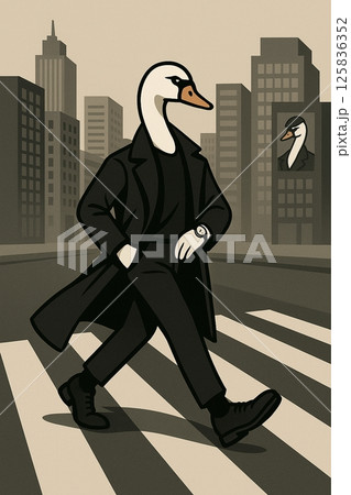 白鳥モード vol.8 都会的紳士の闊歩 擬人化  Generative AI 白鳥モード vol.8 都会的紳士の闊歩 擬人化  Generative AI 125836352