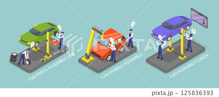 3D Isometric Flat Vector Illustration of Automotive Industry, Car Service and Repair 125836393