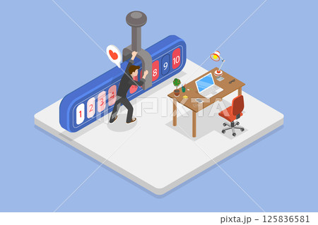 3D Isometric Flat Vector Illustration of Self Assessment, Self-Improvement 125836581