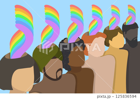 3D Isometric Flat Vector Illustration of Psychotherapy and Mental Health, Positive Thinking 125836594