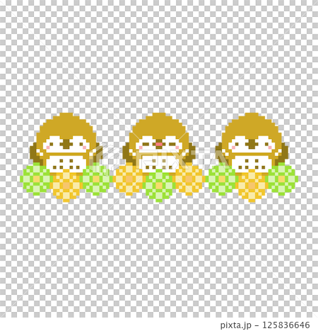 花朵和貓頭鷹像素藝術 125836646