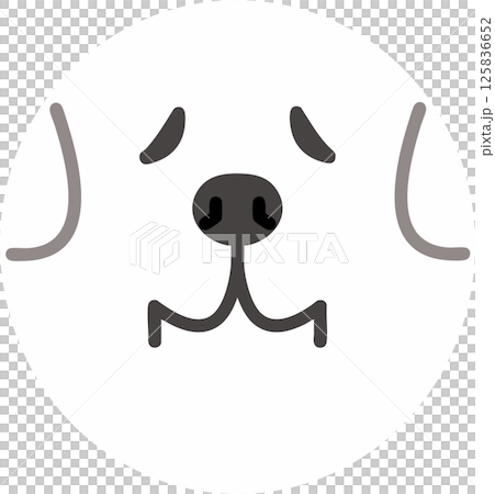 A round illustration of a sulky Great Pyrenees 125836652