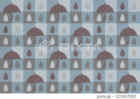 傘と雨のしずくのシームレスパターン 傘と雨のしずくのシームレスパターン 125837085