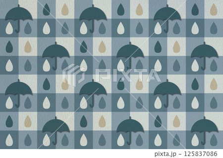 傘と雨のしずくのシームレスパターン 傘と雨のしずくのシームレスパターン 125837086