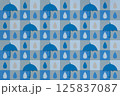 傘と雨のしずくのシームレスパターン 125837087
