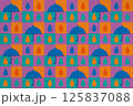傘と雨のしずくのシームレスパターン 125837088