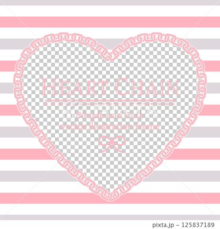 Pink heart-shaped chain frame - Simple and cute chain decoration vector illustration - Transparent background - With margins Pink heart-shaped chain frame - Simple and cute chain decoration vector illustration - Transparent background - With margins 125837189