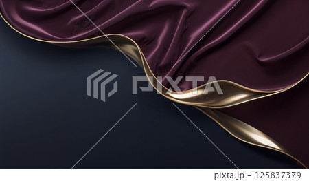 Curved golden light strip flows between deep red and dark green smooth surfaces, creating a sleek, modern, and elegant abstract composition. Curved golden light strip flows between deep red and dark green smooth surfaces, creating a sleek, modern, and elegant abstract composition. 125837379