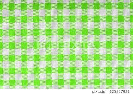 Green and white checkered, pattern, design, cotton fabric for sewing, texture background Green and white checkered, pattern, design, cotton fabric for sewing, texture background 125837921
