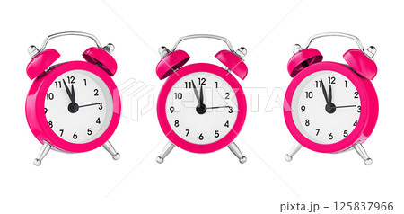 classic watch, pointer clock, Red color alarm watch on isolated white background classic watch, pointer clock, Red color alarm watch on isolated white background 125837966