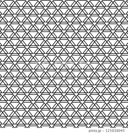 triangle hexagon grid line Geometry seamless pattern. Vector graphic line illustration. Black and white abstract background for banners, print for fabric, labels, t-shirt printing. 125838045