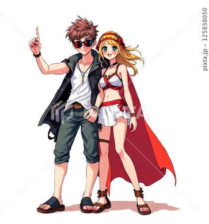 【怪盗の夏休み】ダサカッコイイ?カップルのイラスト 【怪盗の夏休み】ダサカッコイイ?カップルのイラスト 125838050
