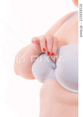 Woman big breast wearing bra Woman big breast wearing bra 125838518
