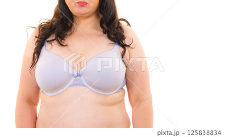 Woman big breast wearing bra Woman big breast wearing bra 125838834