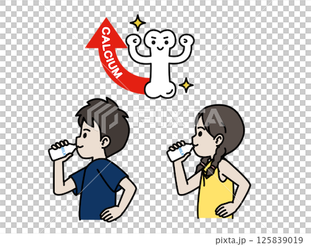 牛乳を飲む子供のイラスト 125839019