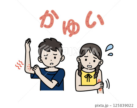 アトピーや蕁麻疹が出る子供のイラスト アトピーや蕁麻疹が出る子供のイラスト 125839022