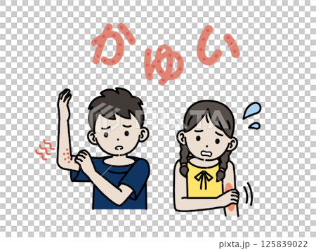 患有異位性皮膚炎或蕁麻疹的兒童的插圖 125839022
